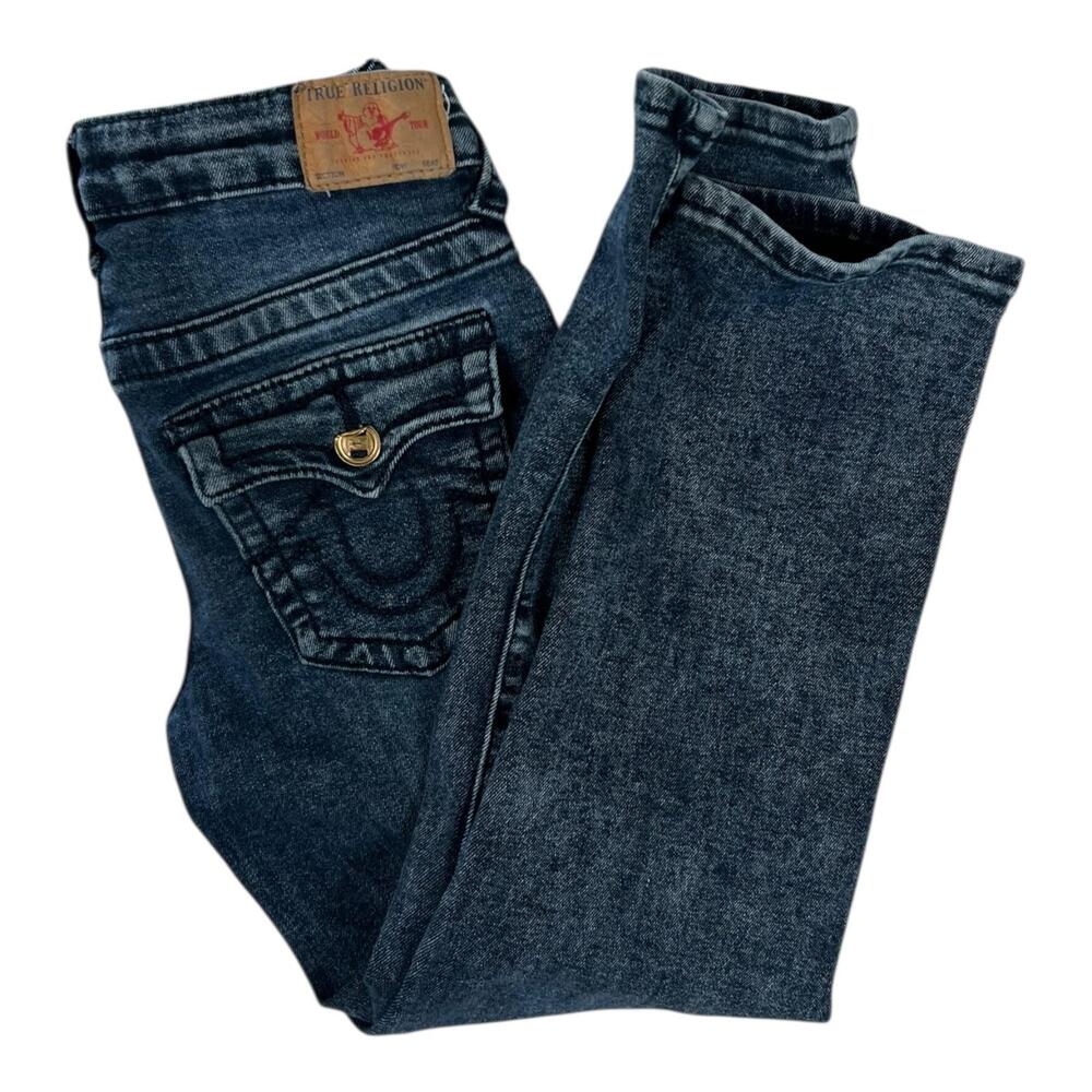 True Religion Geno Relaxed Slim Jeans Kids 6 Blue Denim Straight Flap Pockets